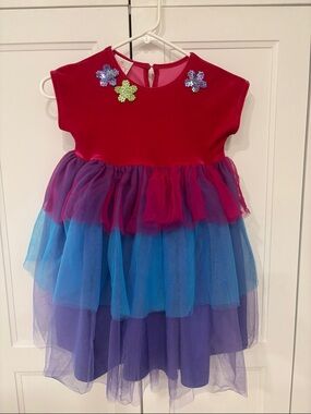 Fancy Nancy Velvet & Tulle Dress Costume with Sequin Flowers - 5